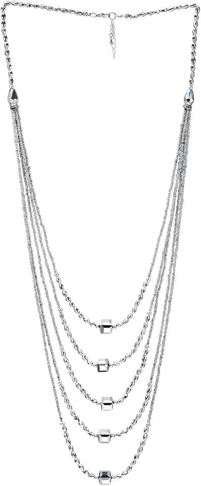 Long layered necklace with sparkling crystal beads