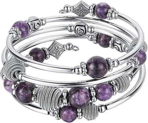 Beaded Turquoise Chakra Bangle with Silver Metal
