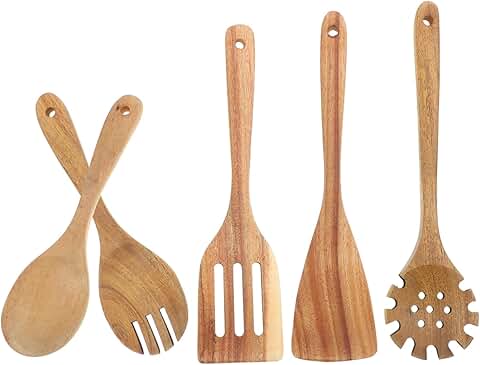 Set of 5 Wooden Kitchen Utensils