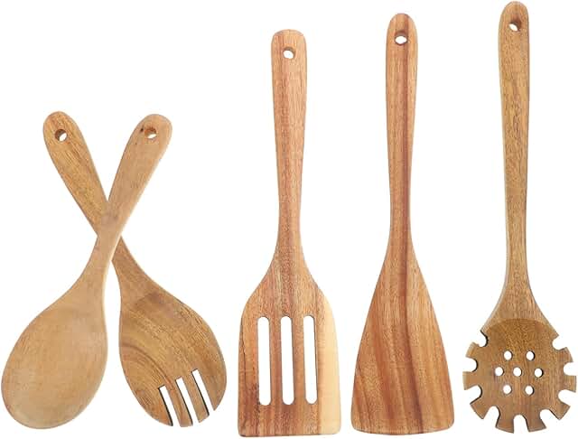 Set of 5 Wooden Kitchen Utensils