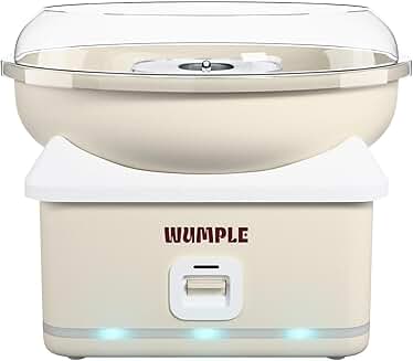 Cream Cotton Candy Machine with LED Lights and Large Bowl