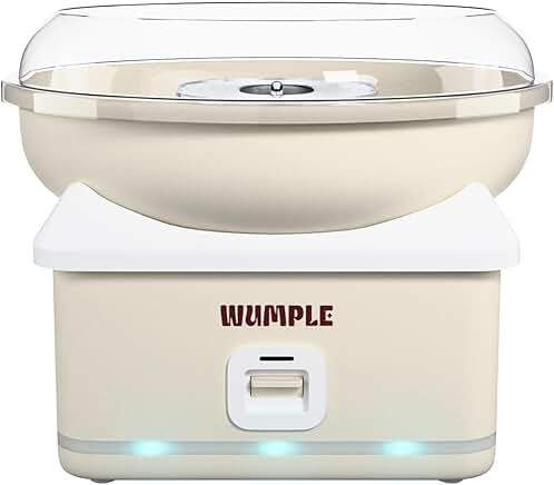 Cream Cotton Candy Machine with LED Lights and Large Bowl