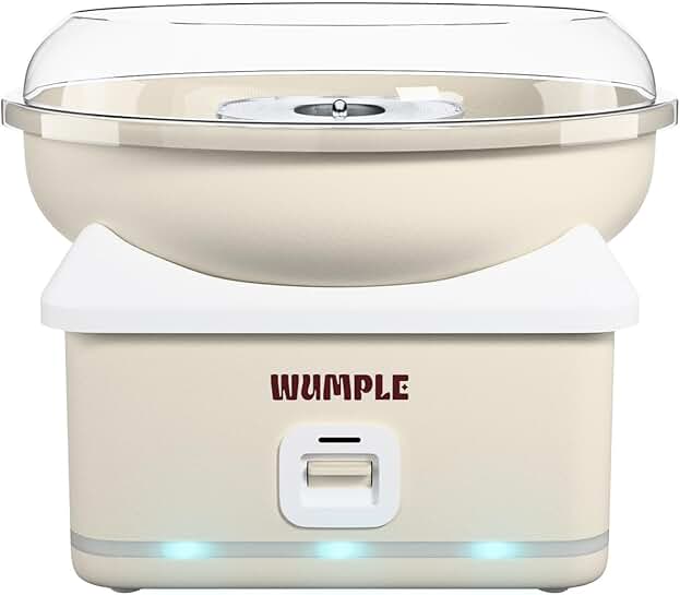 Cream Cotton Candy Machine with LED Lights and Large Bowl