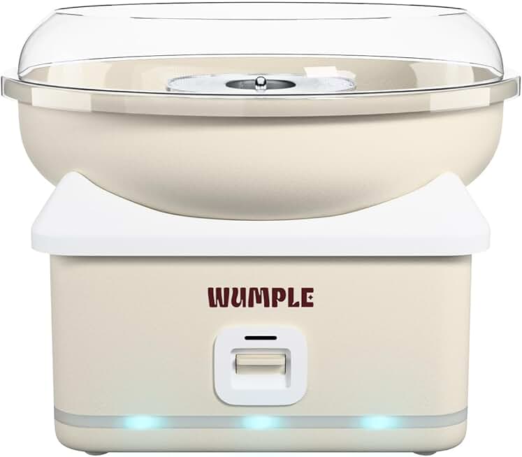 Cream Cotton Candy Machine with LED Lights and Large Bowl