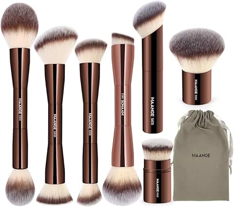 7-Piece Double-Sided Makeup Brush Set for Foundation and Blush