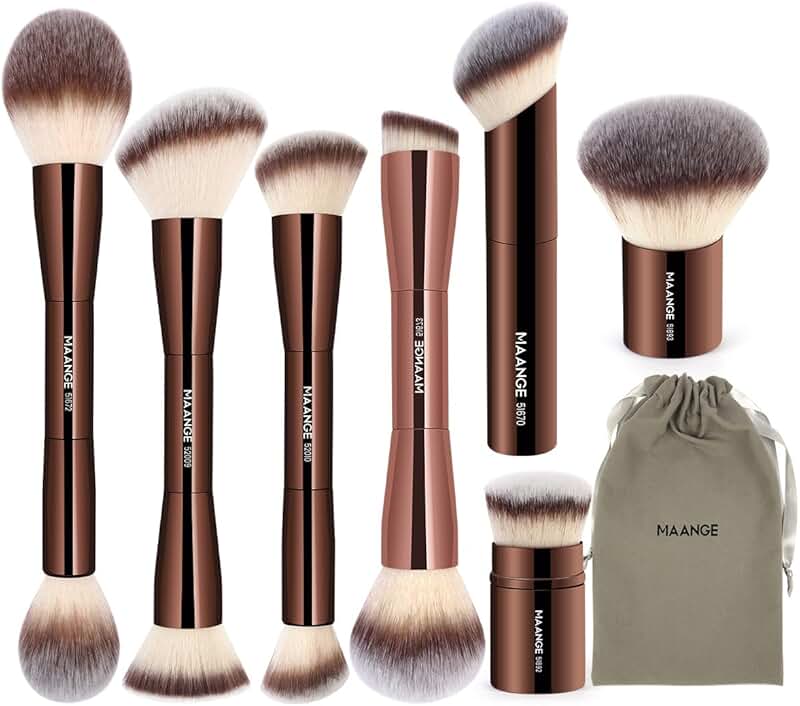 7-Piece Double-Sided Makeup Brush Set for Foundation and Blush