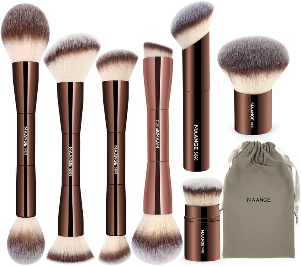 7-Piece Double-Sided Makeup Brush Set for Foundation and Blush