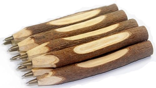 Set of 10 Vintage Wooden Ballpoint Pens