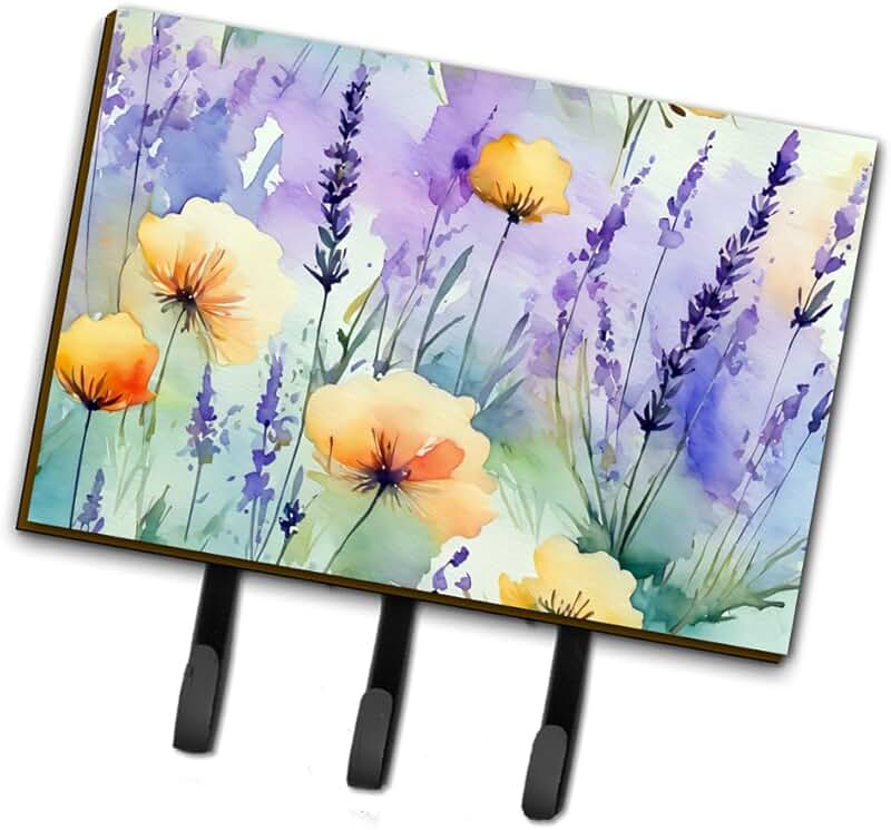 Lavender Watercolor Flower Key and Leash Holder