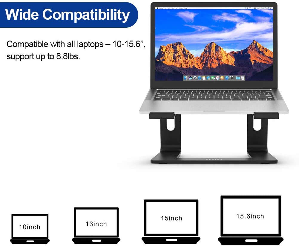 LS03 Aluminum Laptop Stand, Ergonomic Detachable Computer Stand, Riser Holder Notebook Stand Compatible with Air, Pro, Dell, HP, Lenovo More 10-15.6" Laptops, Black