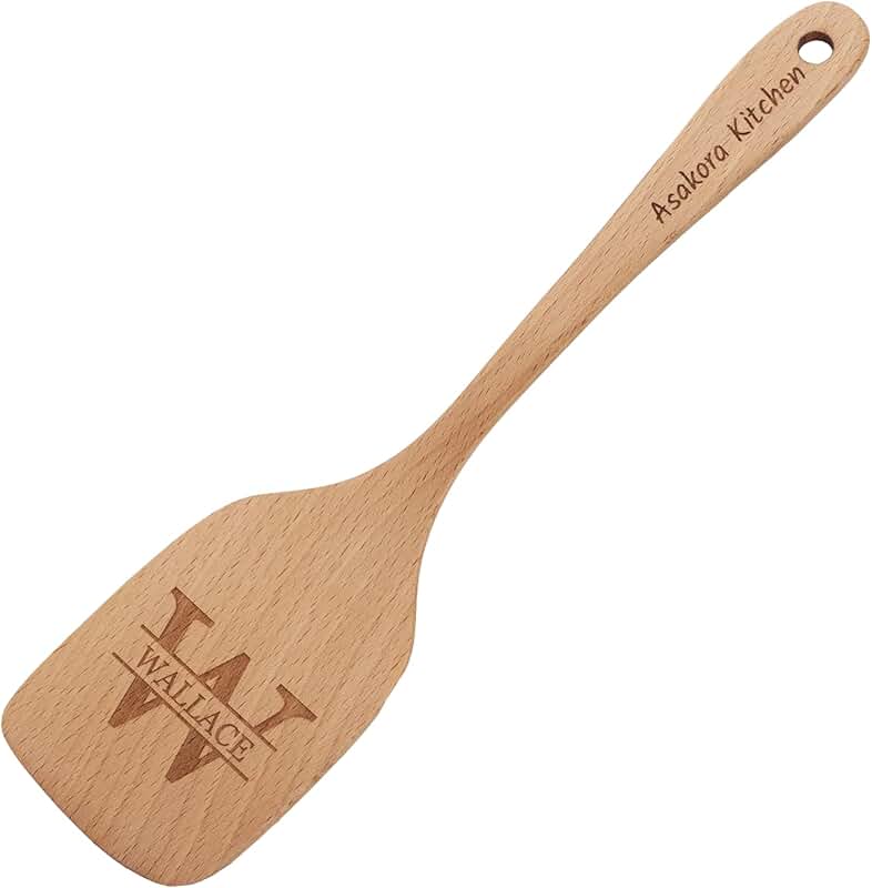 Custom 12-Inch Wooden Cooking Spatula with Engraved Initials