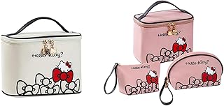 Large Pink Waterproof Travel Makeup Bag with Brush Holder