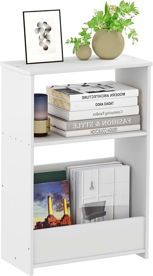 3-Tier Narrow End Table with Storage Shelf