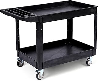 Heavy Duty 2-Shelf Rolling Utility Cart with Swivel Wheels