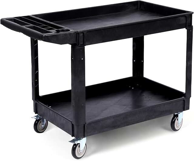 Heavy Duty 2-Shelf Rolling Utility Cart with Swivel Wheels