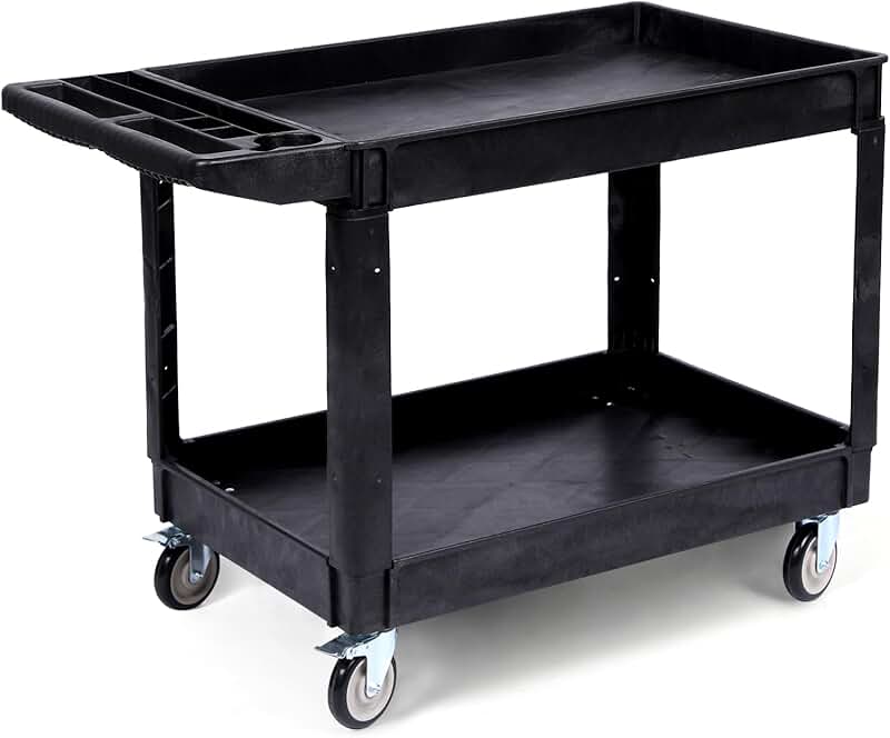 Heavy Duty 2-Shelf Rolling Utility Cart with Swivel Wheels