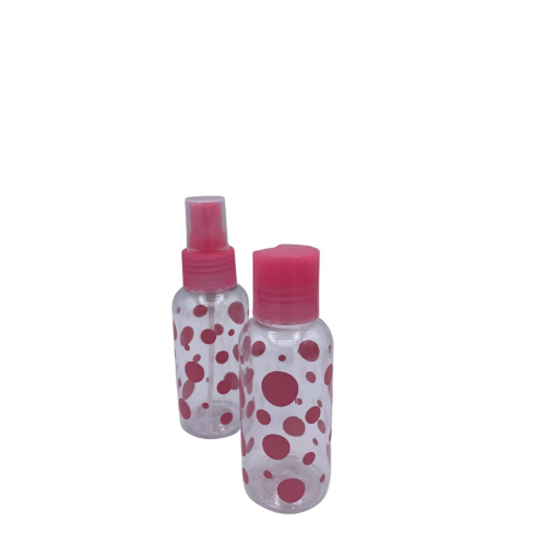 MODAIO-Spray Bottle and Disc Top Combo Travel Bottles for Liquids Toiletries Shampoo Lotion Conditioner - 3oz each / 88ml - 2-Pack (Pink)