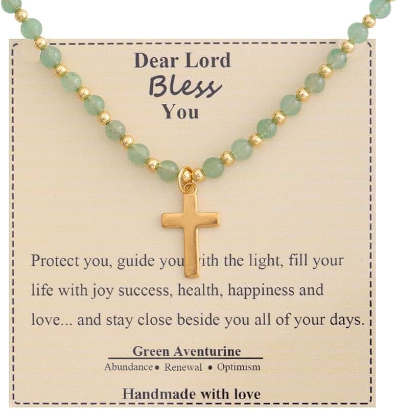 Dainty 14K Gold-Plated Cross Necklace with Beads