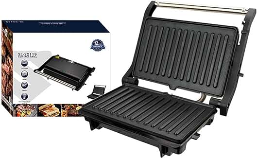 Dual-Sided 1000W Sandwich Maker with Easy Storage