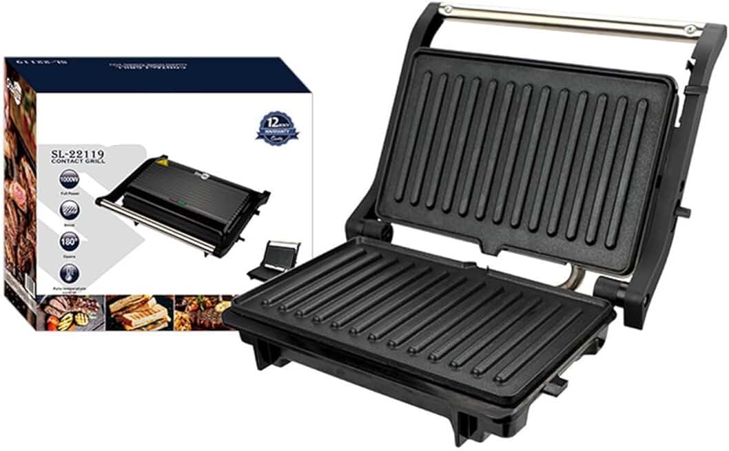 Dual-Sided 1000W Sandwich Maker with Easy Storage