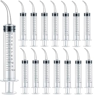 15-Pack 12ml Dental Syringe with Curved Tip