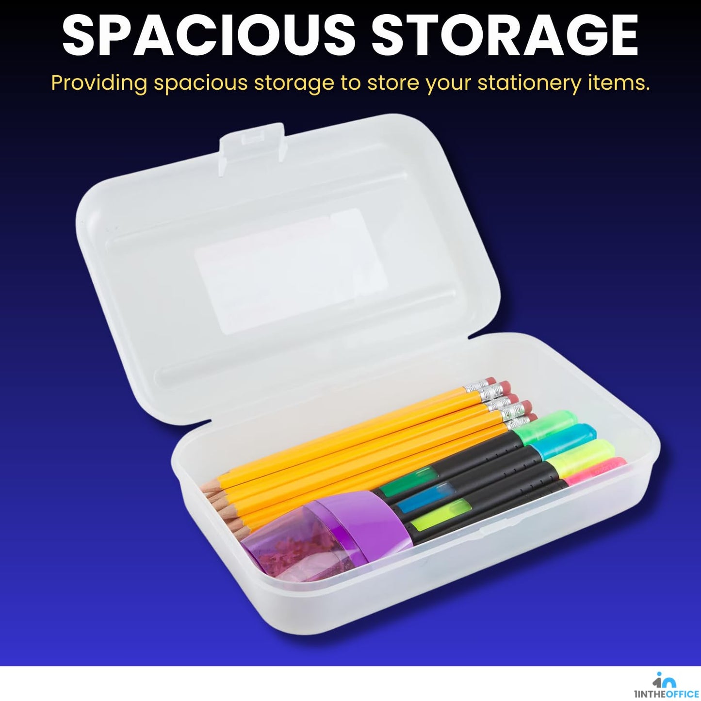 Set of four large translucent plastic pencil boxes