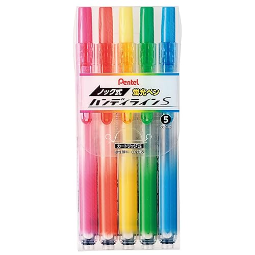 Set of five colorful highlighters