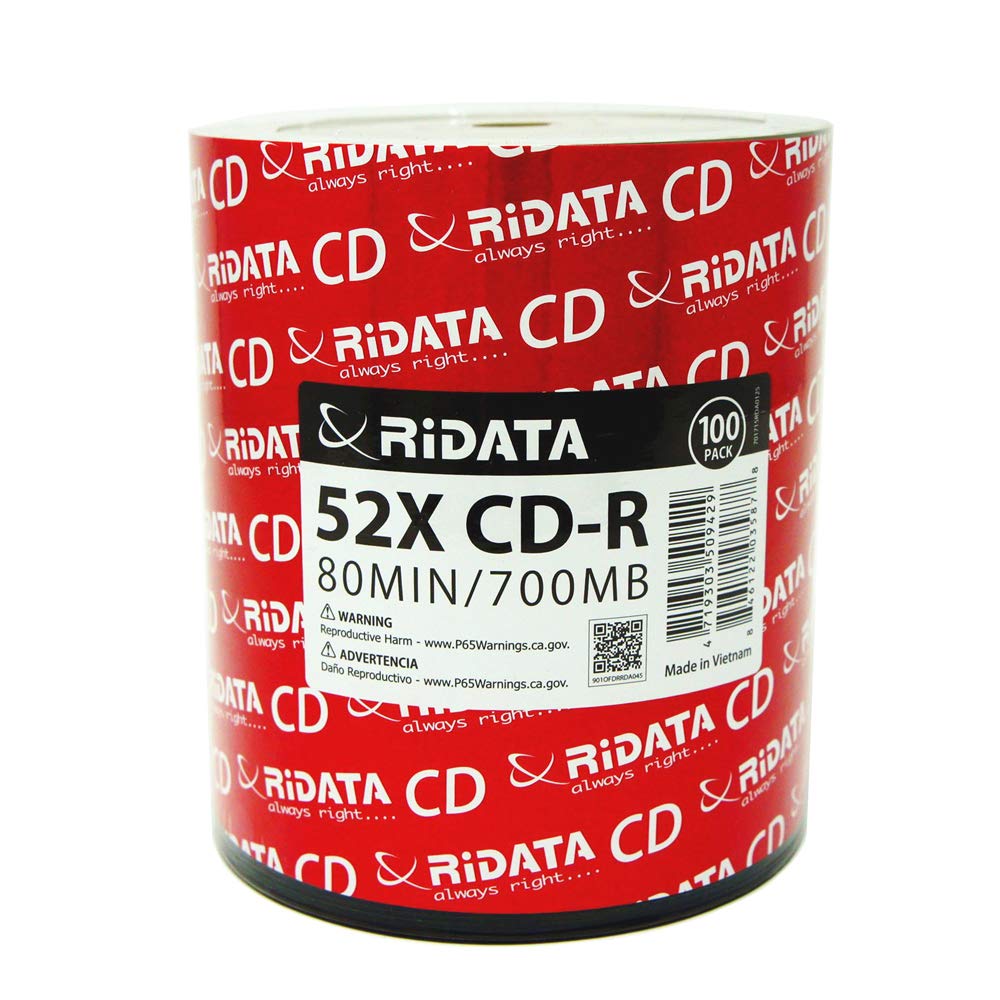 100 Pack CD-R 52X 700MB 80Min Branded Logo Blank Media Recordable Disc