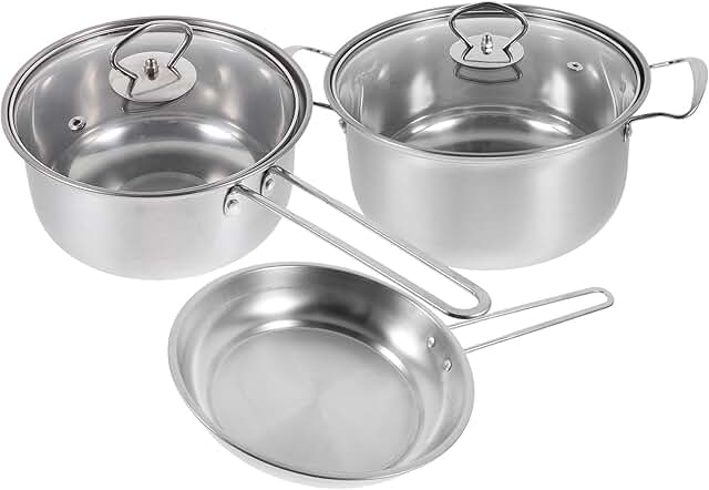 Stainless Steel Cookware Set with Thick Bottoms for Even Heating