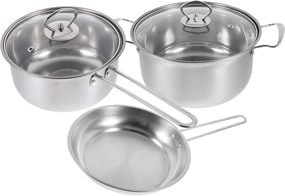 Stainless Steel Cookware Set with Thick Bottoms for Even Heating