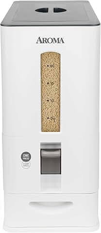 Large white rice dispenser, 27 lbs capacity
