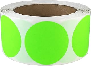 Fluorescent Green Round Color Coding Labels, 2 Inch, 500 Pack
