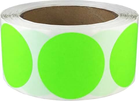 Fluorescent Green Round Color Coding Labels, 2 Inch, 500 Pack