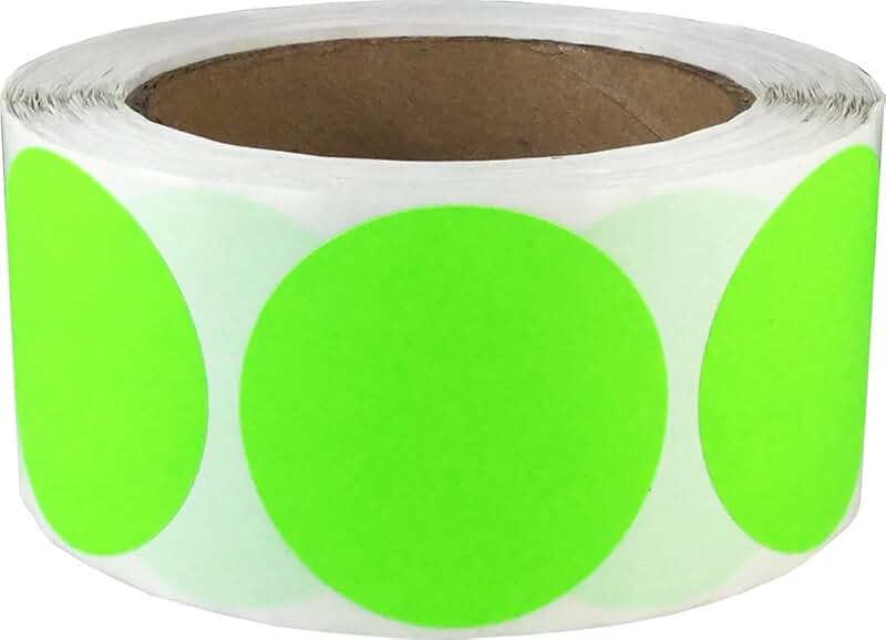 Fluorescent Green Round Color Coding Labels, 2 Inch, 500 Pack