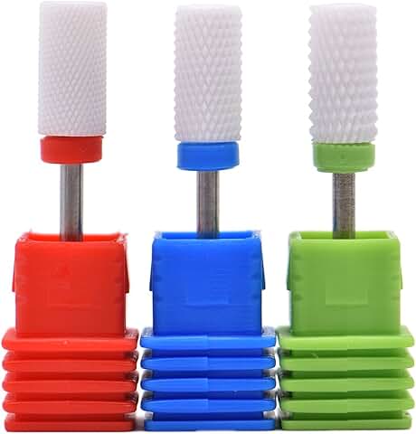 Set of 3 Ceramic Nail Drill Bits for Manicure and Nail Art