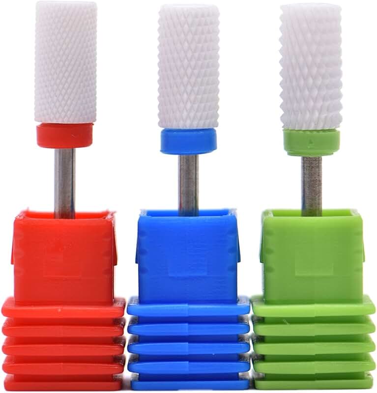 Set of 3 Ceramic Nail Drill Bits for Manicure and Nail Art