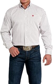Men's White and Red Striped Shirt