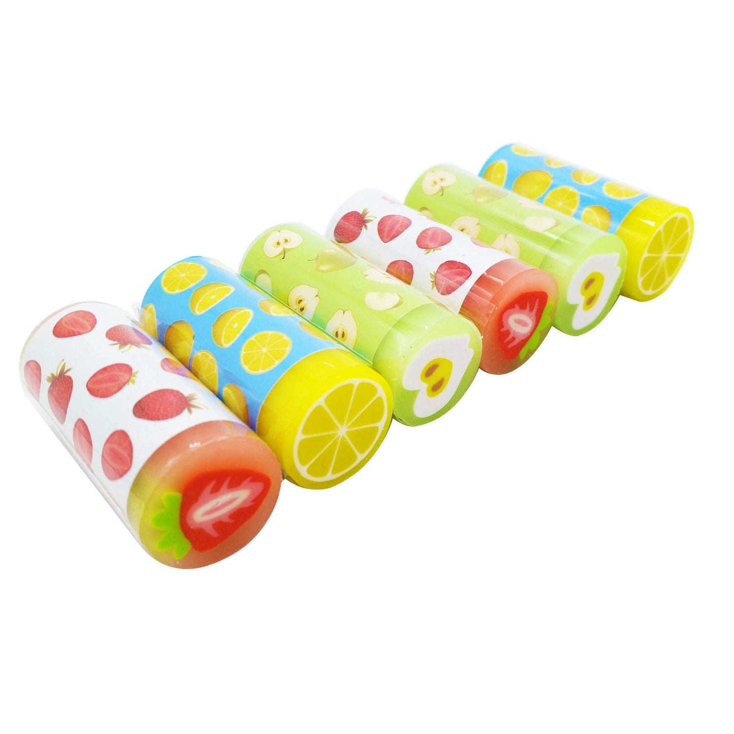 Set of 6 Colorful Cylindrical Erasers for School and Art