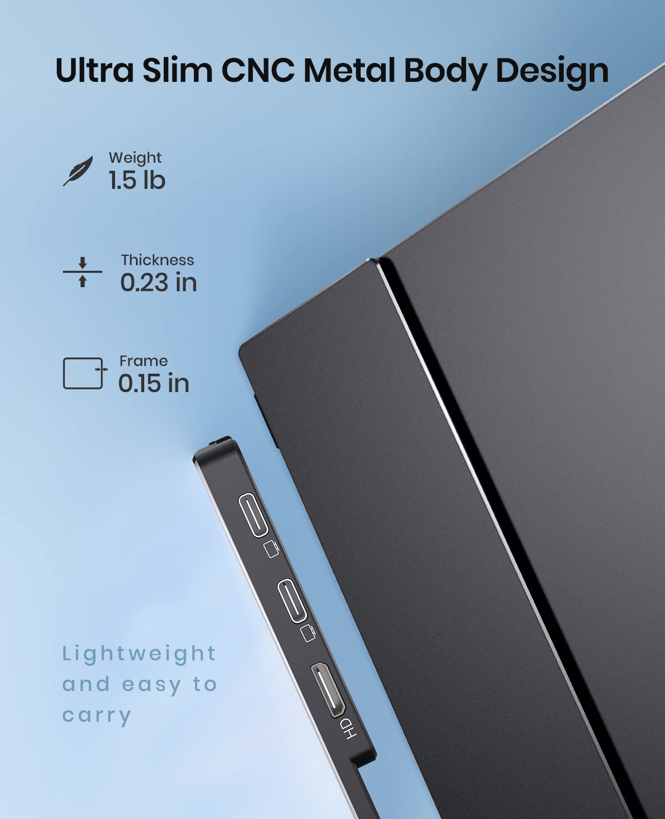 Portable Monitor, Ultra Slim Portable Laptop Monitor FHD 14'' 1080P External Display with Dual Speakers Second Screen for Laptop PC Phone Xbox PS4/5 Switch, Smart Cover Included
