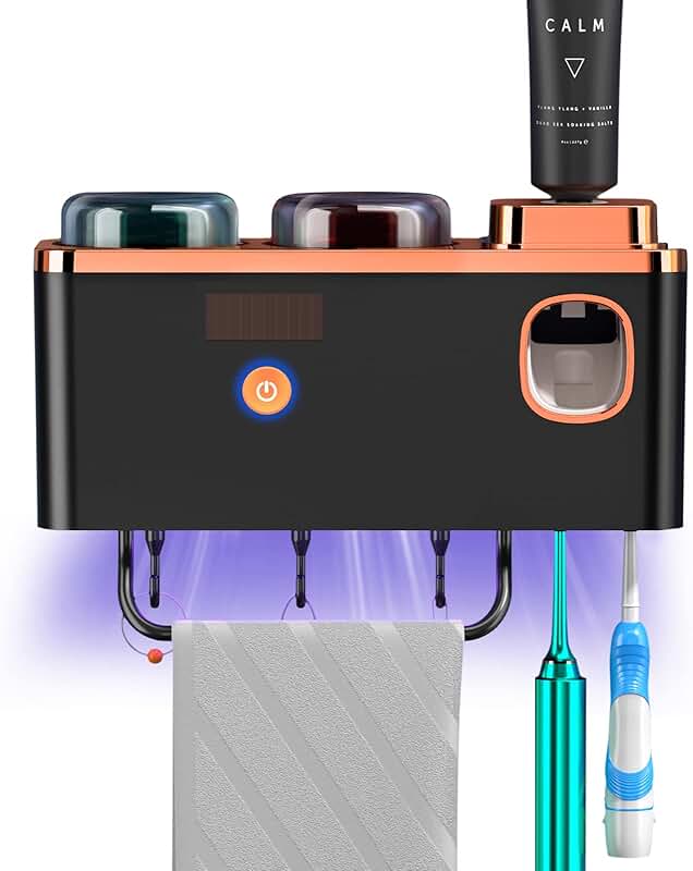 Wall-Mounted Toothbrush Holder with Dispenser and Storage