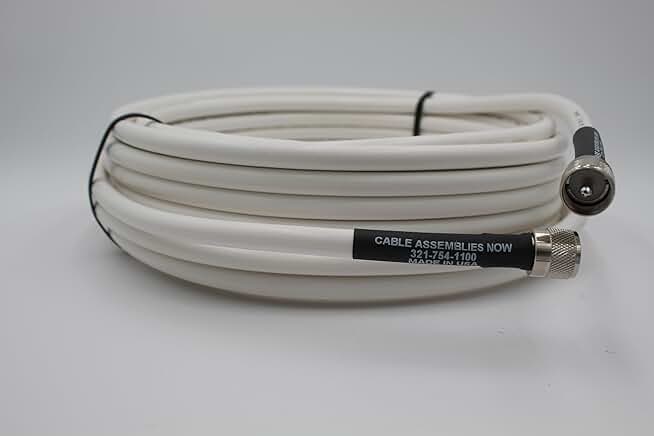 25-Foot White Low Loss Coaxial Cable with UHF Connectors