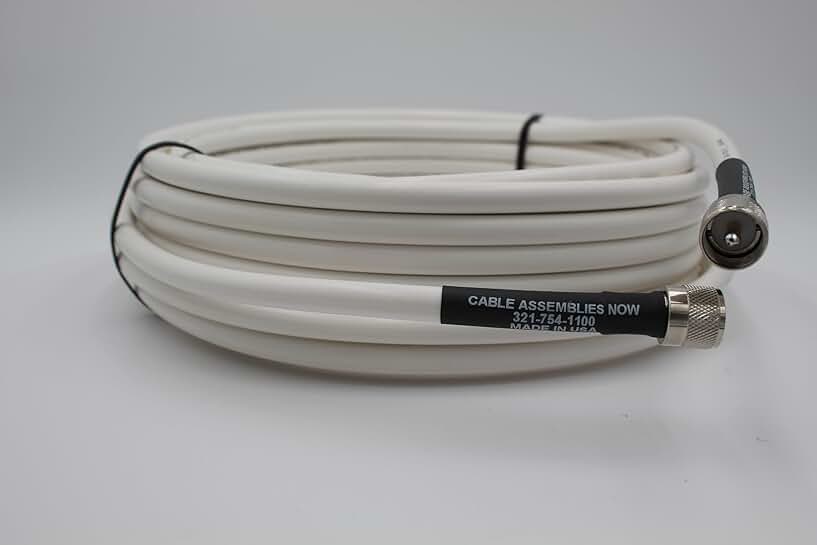 25-Foot White Low Loss Coaxial Cable with UHF Connectors