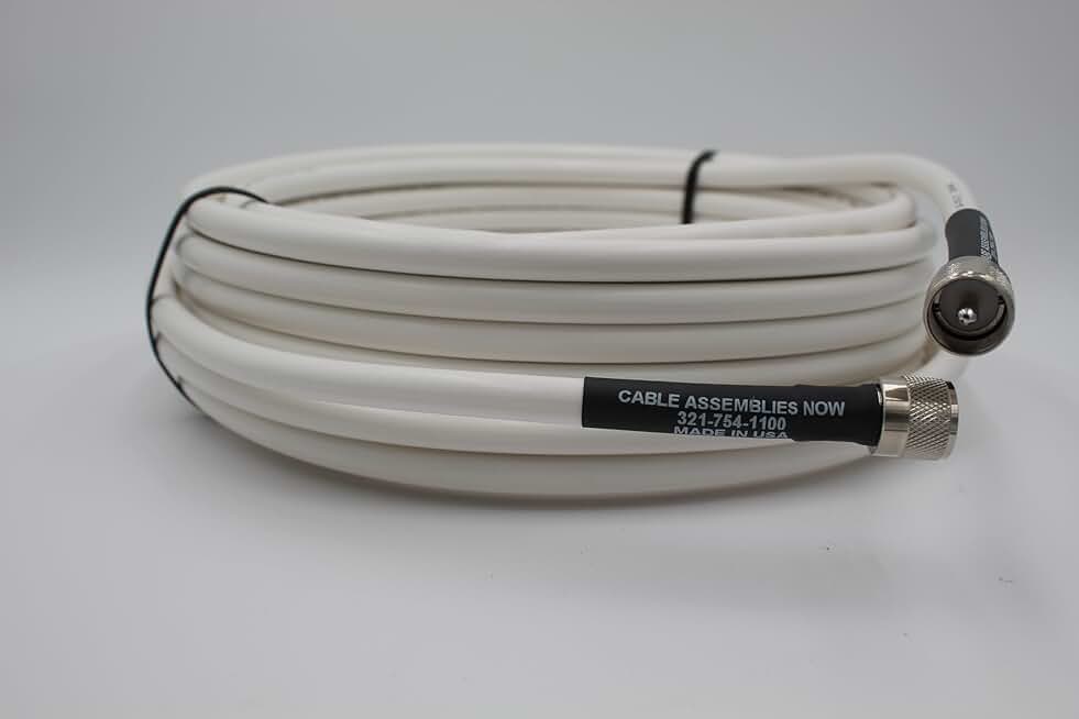 25-Foot White Low Loss Coaxial Cable with UHF Connectors