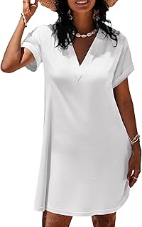 Women's V-Neck Short Sleeve Beach Coverup Dress