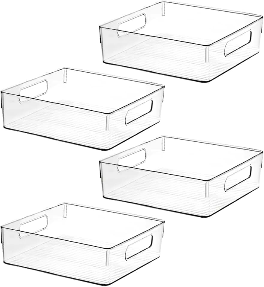 Clear Plastic Storage Bins for Kitchen and Home