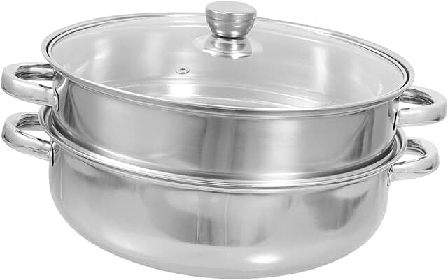 Double Stainless Steel Steamer Pot for Cooking and Steaming