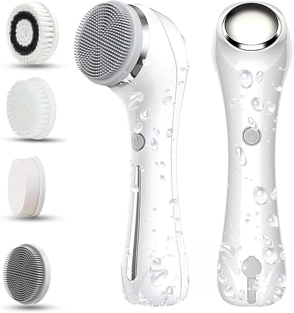 Waterproof 2-in-1 Facial Cleansing Brush with 4 Heads