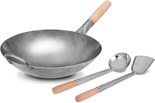 14-Inch Carbon Steel Wok with Ladle and Spatula