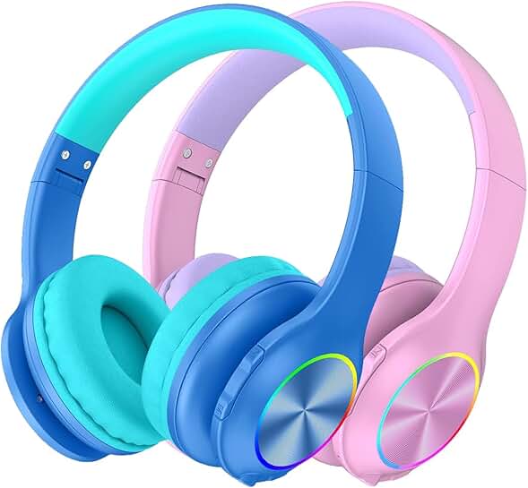 Kids Bluetooth Headphones with LED Lights and Microphone