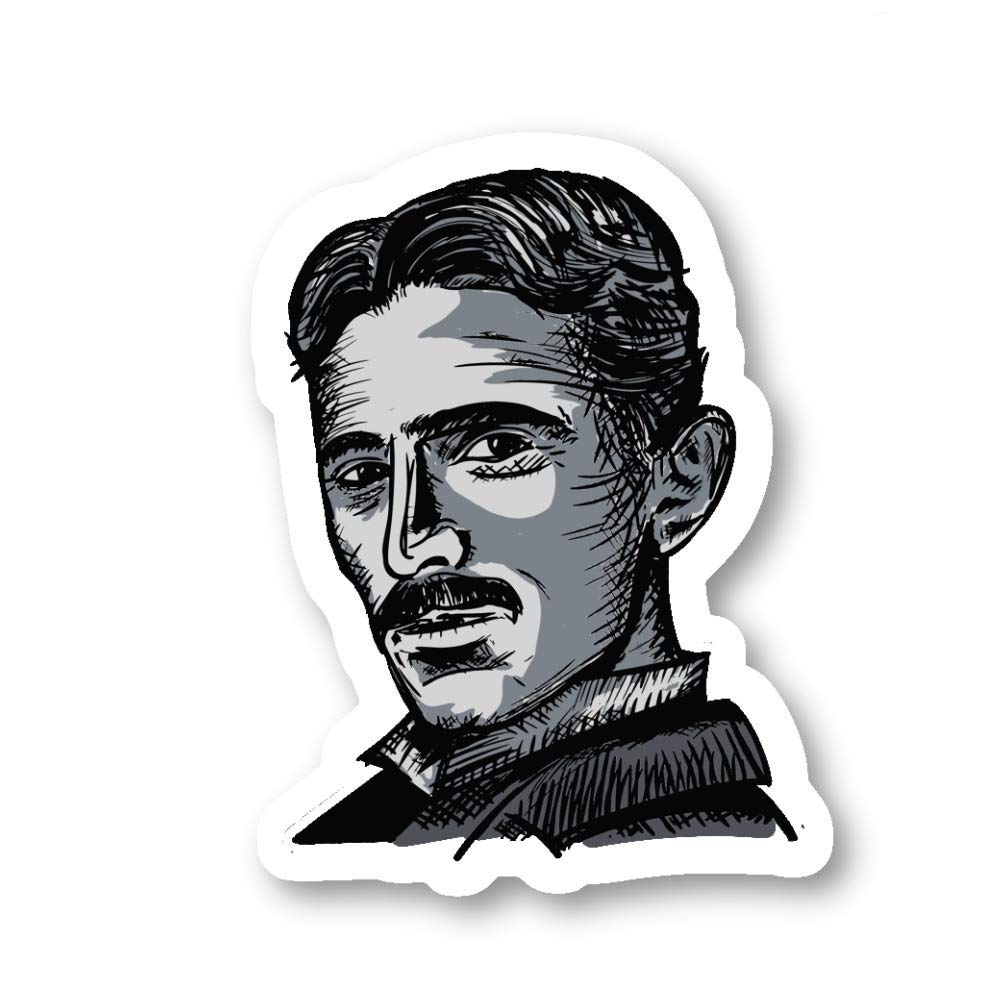 Set of three Tesla historical figure stickers for laptop and water bottles